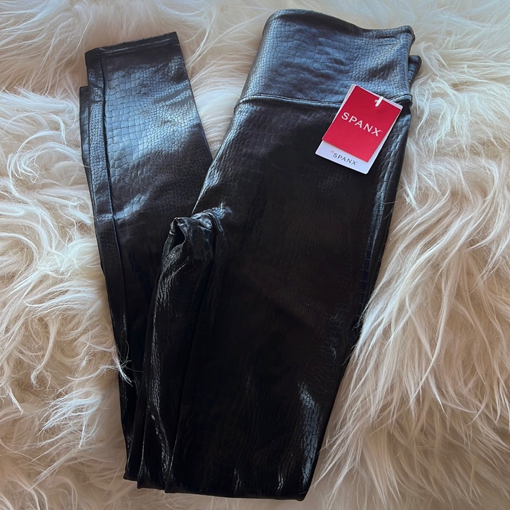 Spanx faux leather croc leggings